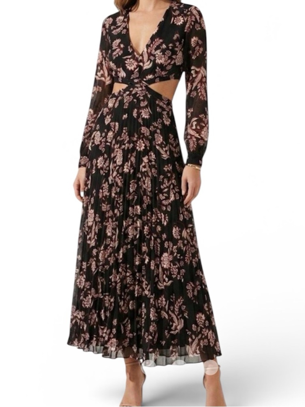 Bardot Floral Cut Out Long Sleeve Maxi Women's Dress Size 8